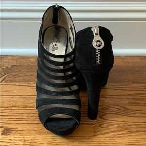 Edgy mesh and suede Michael Kors heels